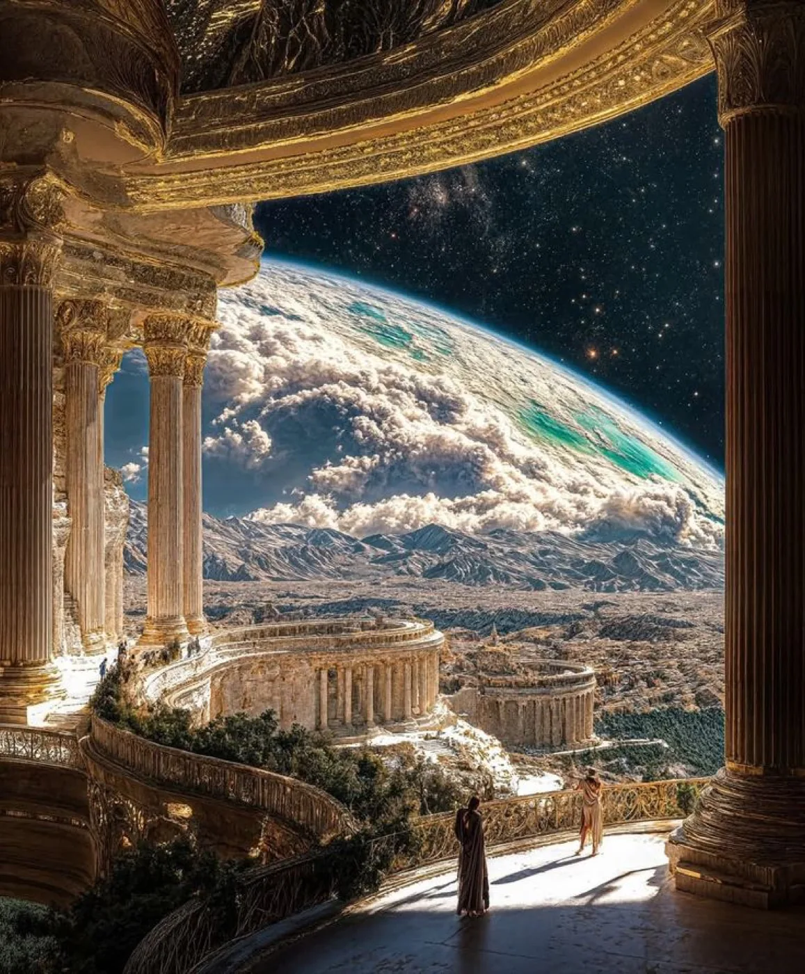 ComfyUI Futuristic Cityscape: a dense blue metropolis dissolving into fractal detail.