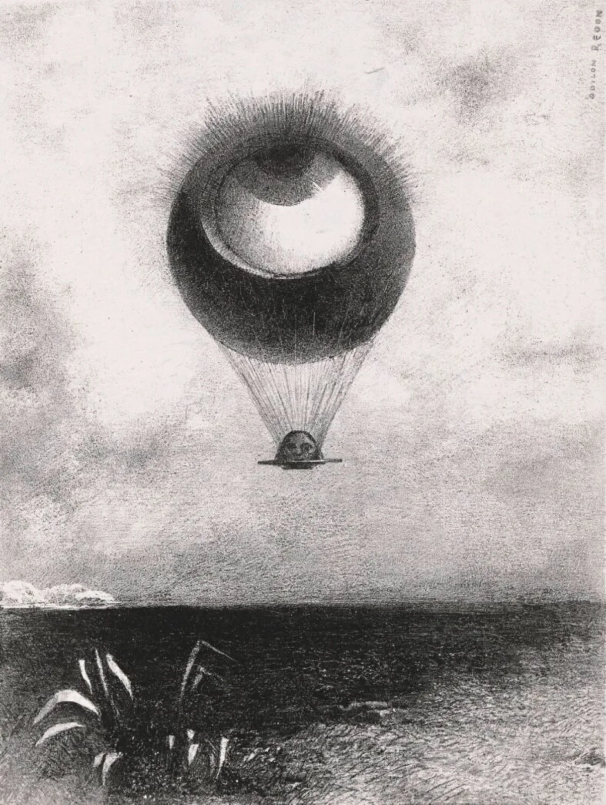 Odilon Redon, The Eye Like a Strange Balloon Mounts Toward Infinity, 1882.